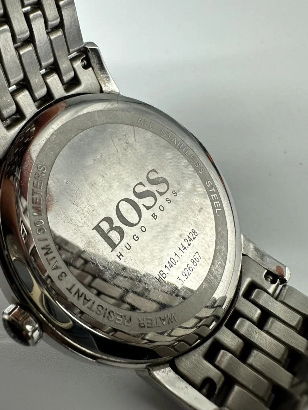 Hugo Boss Men Watch 40mm Black Dial Date CRACKED Crystal New Battery 7.5